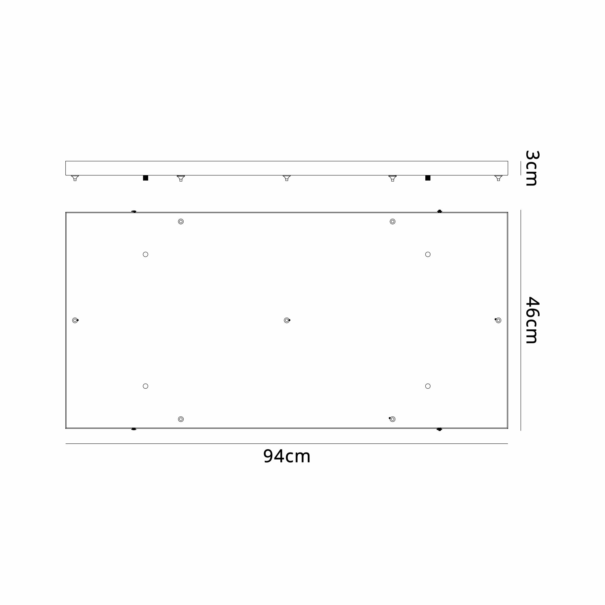 Elsa 7 Hole 940 x 460mm Rectangular Canopy Kit Black M8517  Mantra Elsa
